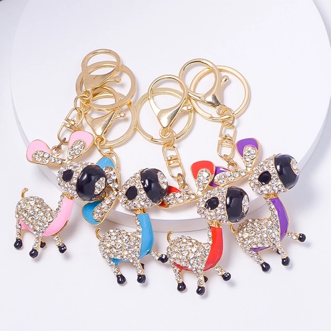 Fashion Rhinestone Zinc Alloy Donkey Keychain Cartoon Animal Bag Pendant Charm For Women Girls Gift Jewelry