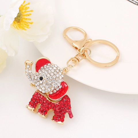 Fashion Zinc Alloy Rhinestone Elephant Keychain For Women Car Key Ring Luxury Animal Bag Pendant Charm Jewelry Gift