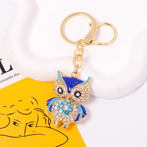 Simpatico Portachiavi Gufo Smalto Lega di Zinco Strass Charm per Borsa per Donna Ragazze Regalo Scintillante Portachiavi Auto
