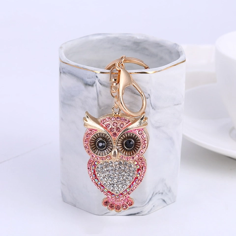 Kreativer Strass Eule Schlüsselanhänger Zinklegierung Tier Tasche Anhänger Auto Schlüsselring Für Damen Mädchen Geschenk Zubehör