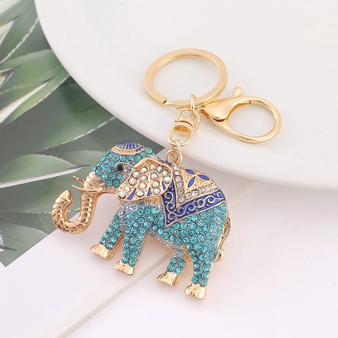 Portachiavi Elefante con Strass Metallo Lega di Zinco Ciondolo Borsa Animale per Donna Moda Regalo di Natale Accessorio per Chiavi Auto