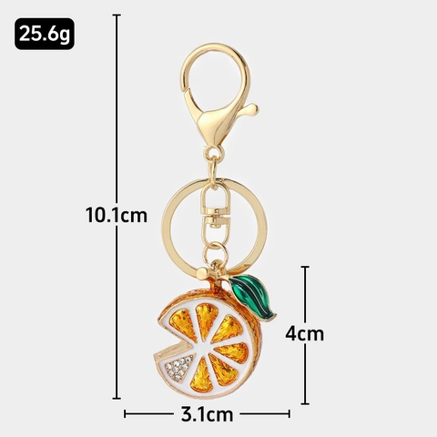 Portachiavi Creativo con Fetta di Limone in Strass per Donna Lega di Zinco Smalto Ciondolo Borsa Frutta Arancia Anello Portachiavi Auto Placcato Oro Regalo