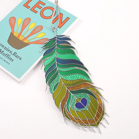 Vintage Colorful Peacock Feather Alloy Glass Hanging Ornament Christmas Tree Decoration For Home Window Party Gift