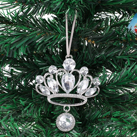Luxuriöse Silberne Krone Weihnachten Ornament Strass Hängende Dekoration Für Weihnachtsbaum Fenster Shop Party Home Dekor Geschenk