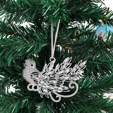 Adorno Colgante de Colibrí con Incrustaciones de Strass para Árbol de Navidad Colgante de Metal para Decoración de Hogar