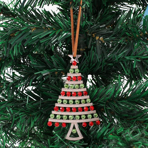 Adorno Colgante Árbol de Navidad Aleación de Zinc Strass Estrella Superior Decoración Metálica Para Fiesta de Navidad Regalo