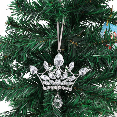 Luxuriöse Silberne Krone Weihnachten Ornament Strass Hängende Dekoration Für Weihnachtsbaum Fenster Shop Party Home Dekor Geschenk