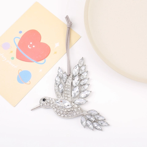 Adorno Colgante de Colibrí con Incrustaciones de Strass para Árbol de Navidad Colgante de Metal para Decoración de Hogar
