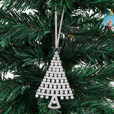 Adorno Colgante Árbol de Navidad Aleación de Zinc Strass Estrella Superior Decoración Metálica Para Fiesta de Navidad Regalo
