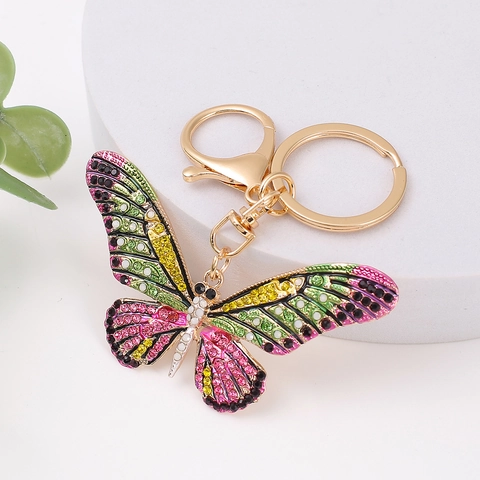 Portachiavi a Farfalla con Strass Colorati in Lega di Zinco con Ciondolo per Borsa in Cristallo per Donna Gioielli Decorativi