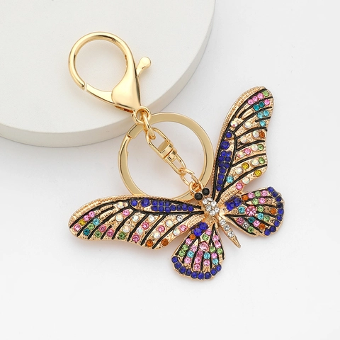 Portachiavi a Farfalla con Strass Colorati in Lega di Zinco con Ciondolo per Borsa in Cristallo per Donna Gioielli Decorativi