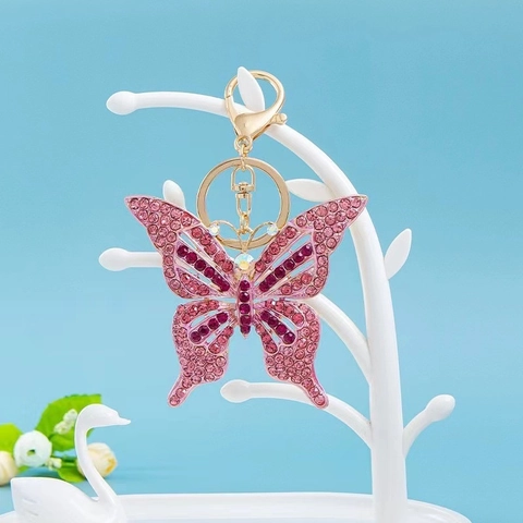 Portachiavi Farfalla con Strass Colorati in Lega di Zinco Pendente per Borsa Insetto Portachiavi Auto Gioielli Decorativi per Donna Ragazze Regalo