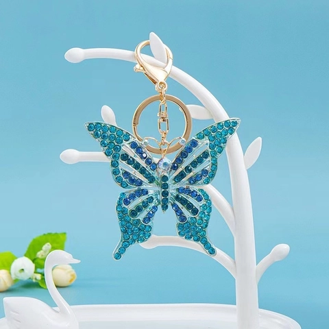 Portachiavi Farfalla con Strass Colorati in Lega di Zinco Pendente per Borsa Insetto Portachiavi Auto Gioielli Decorativi per Donna Ragazze Regalo