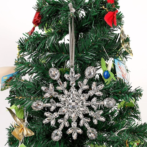 Exquisite Weihnachten Schneeflocke Hängeornament Strass Zinklegierung Anhänger Für Weihnachtsbaum Hochzeit Party Home Dekoration