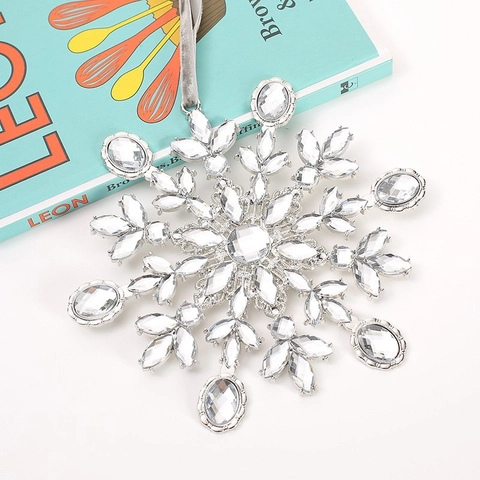 Exquisite Weihnachten Schneeflocke Hängeornament Strass Zinklegierung Anhänger Für Weihnachtsbaum Hochzeit Party Home Dekoration
