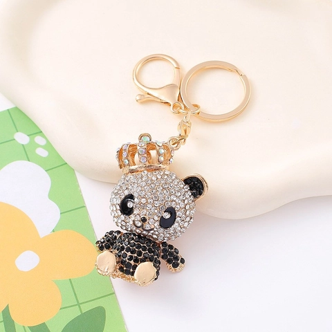 Strass Kroon Panda Beer Sleutelhanger Legering Kristal Dier Tashanger Mode Sieraden Cadeau Voor Vrouwen Meisjes
