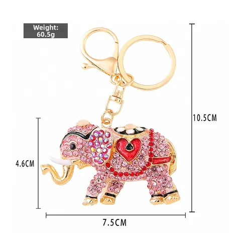 Metalen Olifant Sleutelhanger Strass Emaille Schattig Dier Sleutelring Tas Hanger Mode Sieraden Accessoires