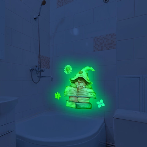 Adesivi da Parete in PVC Fluorescenti a Cartoni Animati Decalcomania per Coperchio WC Luminosa Bagno Decorazione Casa