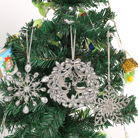 Addobbi Natalizi Appesi in Lega di Zinco con Strass Fiocco di Neve Renna Fiore Pendente Decorativo Regalo di Capodanno
