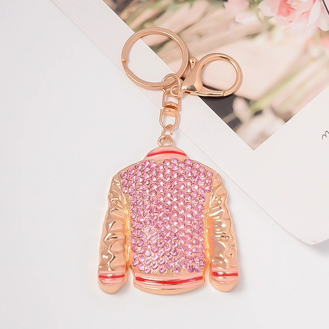 Kreative Jacke Form Strass Schlüsselanhänger Legierung Kleidung Anhänger Roségold Metall Schlüsselring Für Damen Taschenschmuck