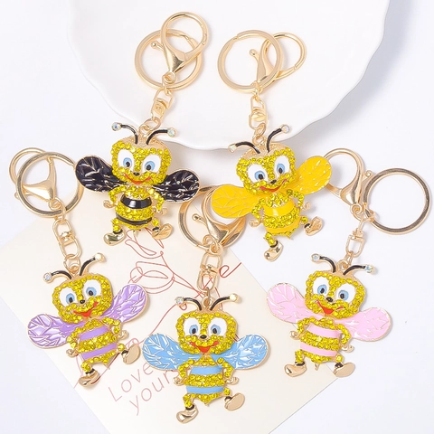 Lussuoso Portachiavi Ape in Lega di Zinco con Strass Smalto Insetto Fascino per Borsa Cristallo Scintillante Portachiavi Animale Regalo Donna
