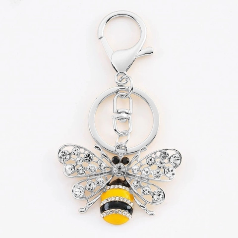 Metall Biene Schlüsselanhänger Strass Emaillierter Insekt Tasche Charme Gold Silber Beschichtet Mode Schlüsselring Niedlich Handtasche Anhänger Geschenk
