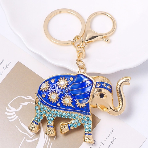 Luxus Strass Elefant Schlüsselanhänger Metall Zinklegierung Emaille Tier Anhänger Tasche Charm Auto Schlüsselring Damen Schmuck Geschenk