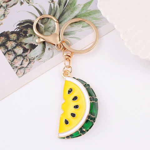 Portachiavi Creativo a Fetta di Anguria in Lega di Zinco Smalto Strass Pendente Frutta Portachiavi per Donna Borsa Fascino Regalo