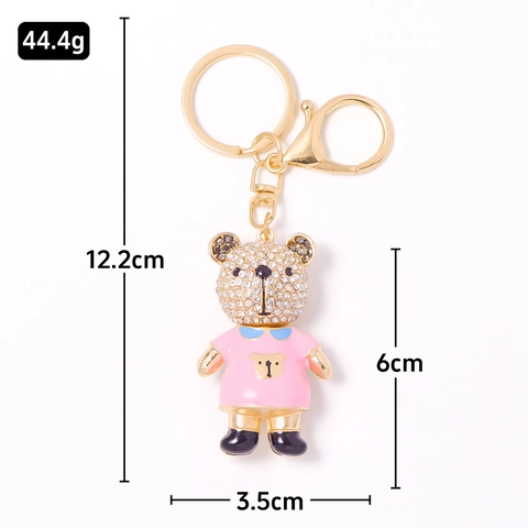 Schattige Tekenfilm Beer Sleutelhanger Strass Emaille Metaal Legering Auto Sleutelhanger Tas Hanger Cadeau Voor Vrouwen