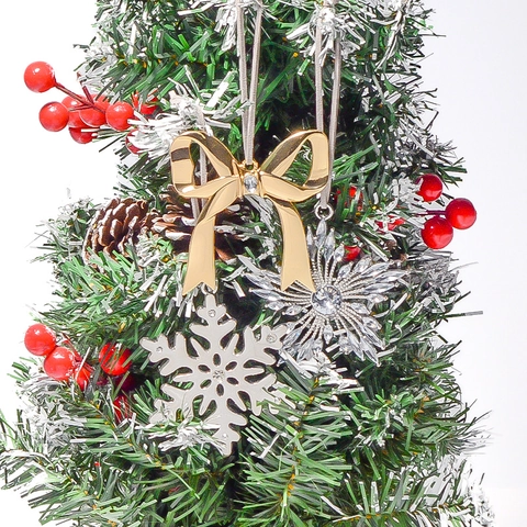Ornamenti da Appendere per Albero di Natale in Lega di Zinco con Strass Fiocco di Neve Fiocco Metallo Decorazione Festa
