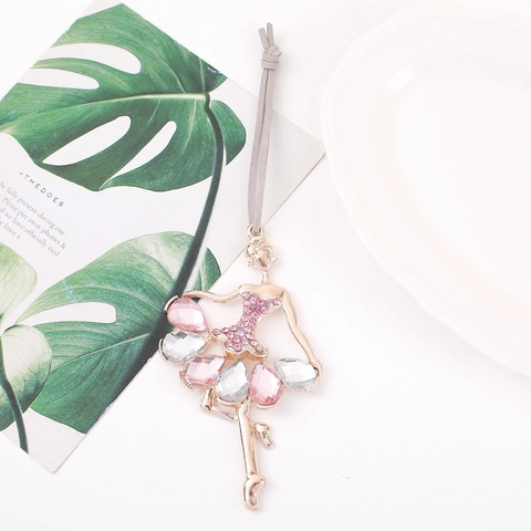Elegant Alloy Rhinestone Ballerina Hanging Ornament Christmas Tree Decoration Metal Ballet Girl Pendant For Festive Home Decor