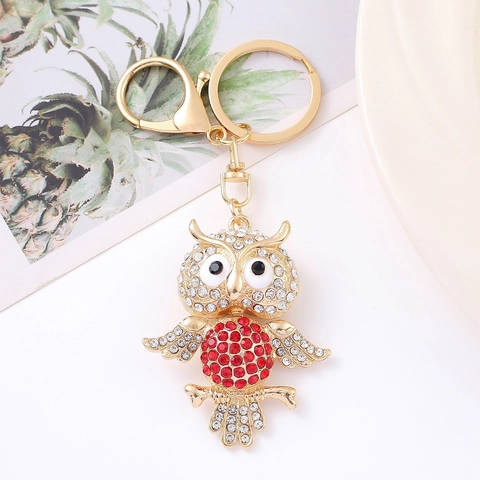 Lussuoso Portachiavi a Gufo con Strass in Lega di Zinco Creativo Animale in Metallo Pendente per Borsa Gioiello Accessorio Donna Regalo