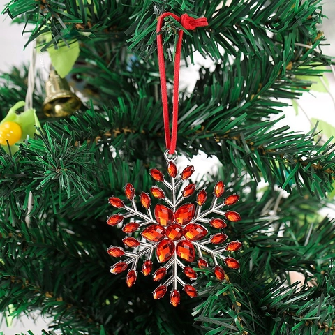 Festivo Copo De Nieve Adorno Navideño Colgante De Aleación De Zinc Con Diamantes De Imitación Cristal Decoración Para Árbol Casa Fiesta