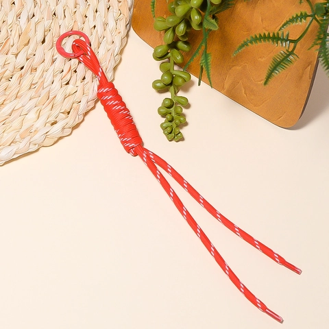 Ins Style Woven Paracord Keychain Zinc Alloy Ring Bag Charm For Backpack Handbag Pendant Accessory Handcrafted Rope Key Ring