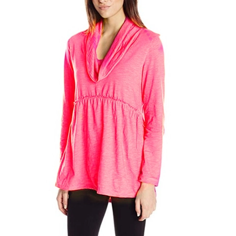 Top Túnica de Manga Larga con Cuello de Vuelo para Mujer Cintura Fruncida con Cordón Color Sólido Casual