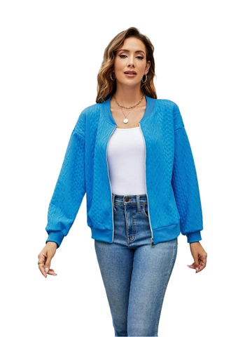 Damen Casual Reißverschluss Texturierte Zopfstrick Jacke Langarm Einfarbig Sweatshirt Outerwear Für Herbst Winter