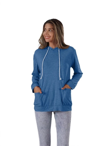 Dames Casual Hoodie Sweatshirt Effen Kleur Lange Mouw Pullover Met Wit Trekkoord Dubbele Voorzakken Lichtgewicht Kapuchontop
