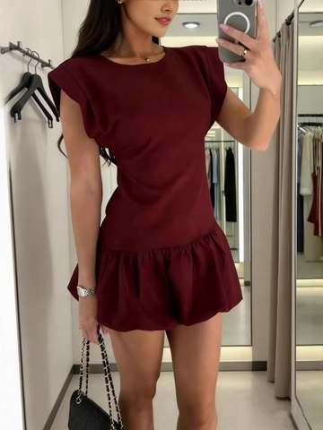 Elegante Mouwloze Midi-Jurk Voor Dames Met Schoudervulling Effen Kleur Roffelzoom Ruime Pasvorm Pullover Zomer Mode Jurk