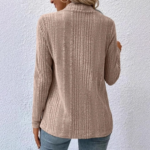 Cardigan en Tricot Côtelé pour Femmes Manches Longues Ouvert sur le Devant Couleur Unie Pull Léger Décontracté