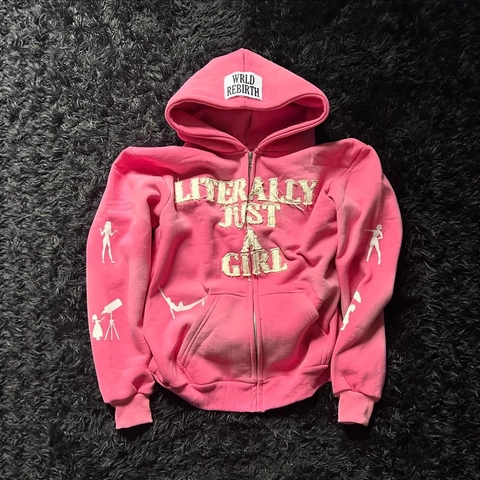 American Y2K Hip Hop Hoodie Letter Print Zipper Up Jacket Streetwear Oversized Hoodie For Men Women Trendy Fleece Sweatshirt