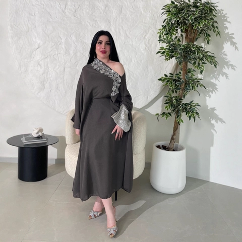 Femmes Élégant Dentelle Col Incliné Manches Longues Robe Ensemble Deux Pièces Casual Patchwork Polyester Longue Robe Maxi