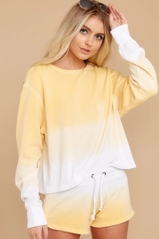 Women's Casual Tie Dye Gradient Loungewear Outfit Long Sleeve Sweatshirt And Drawstring Shorts Two Piece Top And Bottom