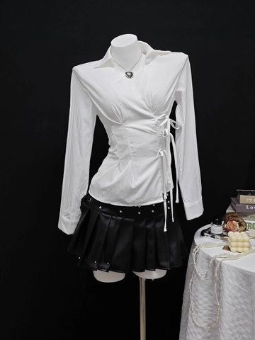 Elegant Women Wrap V Neck Long Sleeve Blouse Side Bow Tie Up Slim Fit Shirt Casual Office Commuter Top