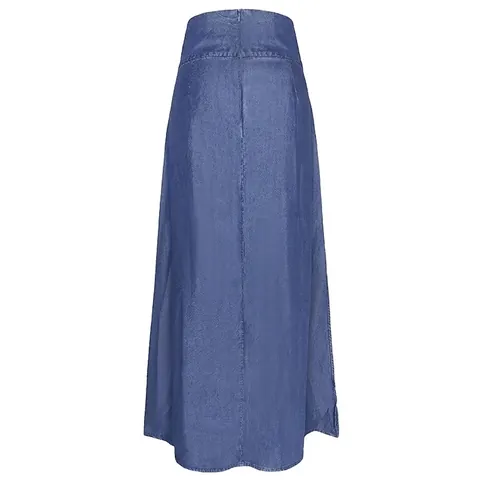 Gonna a Trapezio in Denim a Vita Alta Vintage da Donna Gonna Maxi Lunga Blu Scuro Con Spacco Laterale Casual Elegante in Denim