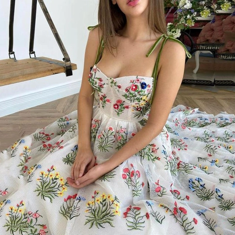 Vestito Maxi Halter Sexy da Donna Elegante Vestito Lungo a Linea A con Stampa Floreale Bianca per Festa Estiva Donna