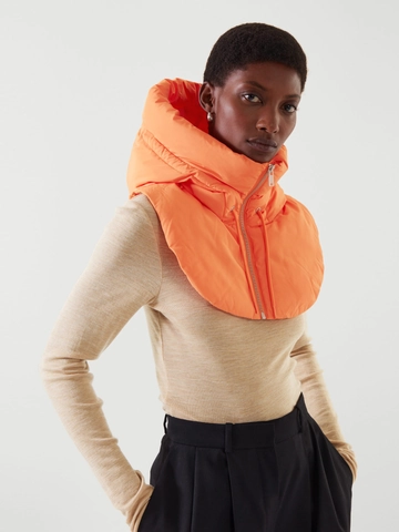 Damen Kapuzen-Einsatz Nackenwärmer Gesteppt Puffer Abnehmbare Kapuze Einfarbig Reißverschluss Kordelzug Winter Warm Zubehör