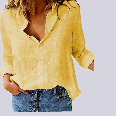 Women Casual Slub Cotton Texture Long Sleeve Blouse V Neck Single Breasted Loose Fit Shirt Top With Swallow Bird Print