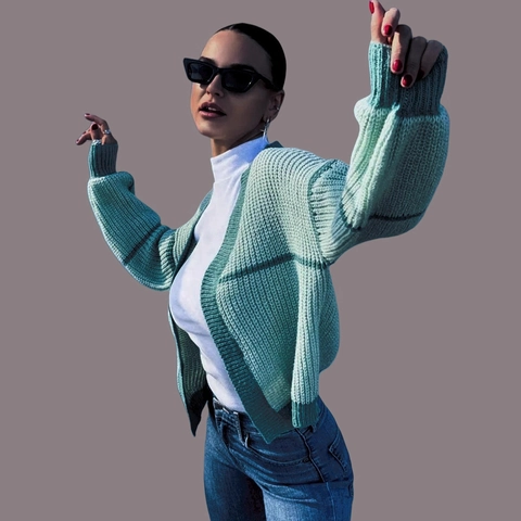 Women's Casual Colorblock Striped Chunky Knit Cardigan V-Neck Open Front Drop Shoulder Long Sleeve Sweaters Outerwear For Women