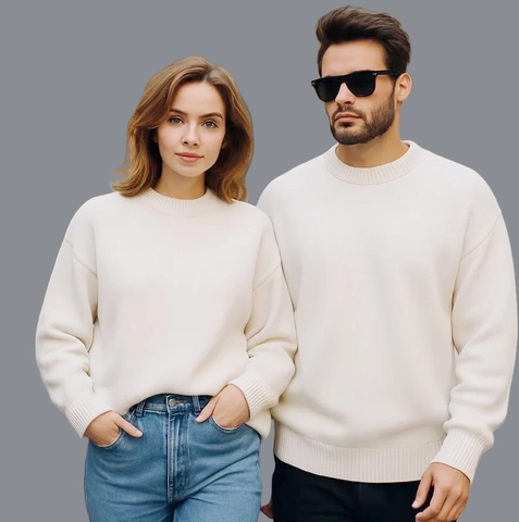 Unisex Oversized Πλεκτό Πουλόβερ με Στρογγυλή Λαιμόκοψη Χαλαρό Μακριά Μανίκια Μαλακό Νήμα Φθινόπωρο Χειμώνας Casual Couple Tops