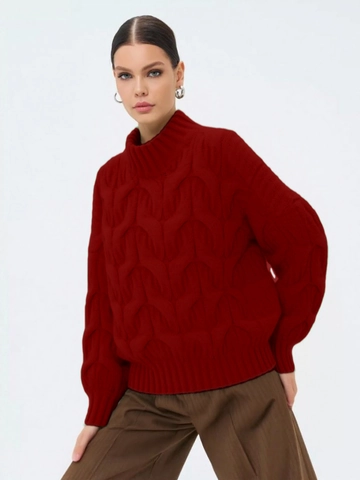 Maglione Donna con Trecce e Lupetto Pullover Largo Manica a Lanterna Tinta Unita Invernale Caldo Casual Jumper